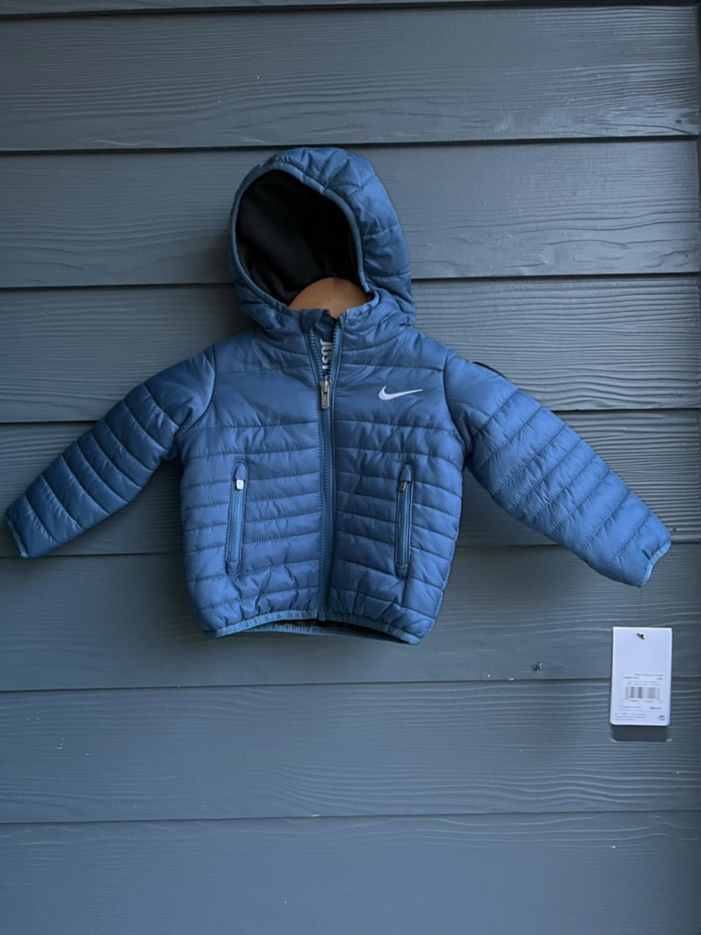 Nike Light Blue Baby Boys Hooded Puffer Jacket Size 12 Months